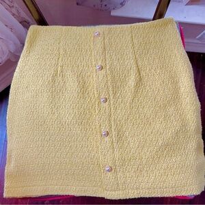 All in Favor yellow tweed skirt